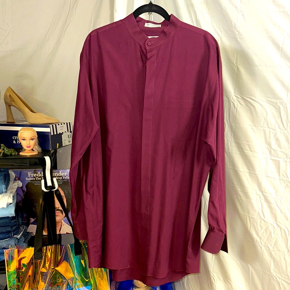 Diamanté Burgundy Long Sleeve Shirt